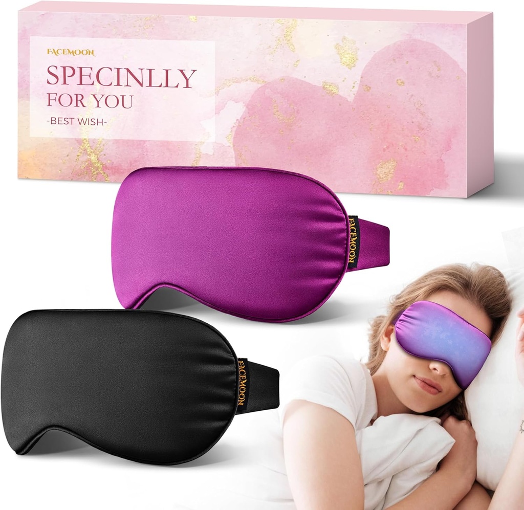 2PCS Cold Eye Mask: Cooling Eye Mask for Puffy Eyes, Peavalu, Migreens Relief - Külm Surve Tumedate Ringide, Väsinud Silmade, Pärast Operatsiooni - Korduvkasutatav Gel Jääpakk, Kaalutud Une Mask (Must, Purple)