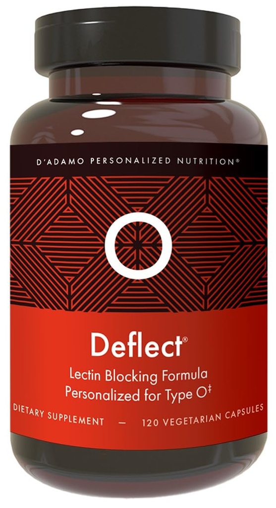 D'Adamo Personaliseeritud Toitumine Deflect Lectin Blocker (Vere tüüp O) - 120 Vegetarian Capsules, Metabolism Booster, Immune Support. Valmistatud USA-s.