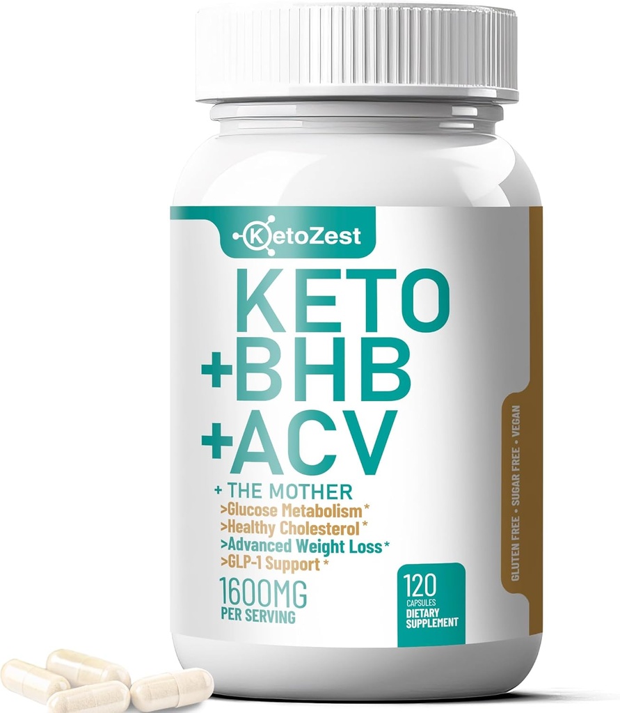 Keto ACV BHB kapslid 1600mg täiustatud kehakaalu langetamiseks ja kõhu rasva põletamiseks - orgaaniline õunasiidri äädikas koos emaketoonide veganlisandiga - D3-vitamiini tsinkkroom meestele naistele