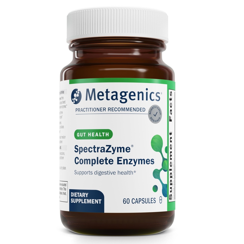 Metageenika SpectraZyme Enzyme Complex - Taimepõhised seedeensüümid valgu, rasva ja süsivesikute lagundamiseks - Toetab seedehäireid, Bloating & Colon Health * - Gluteenivaba, Vegan - 60 kapslit