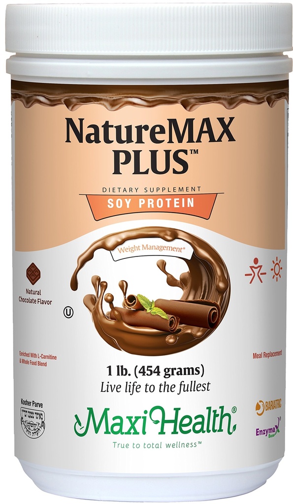 Maxi-Health NatureMAX Plus Energy Support Drink Sojavalgu pulber - suhkruvaba dieet täiendus - 20g valku serveerimise kohta - looduslik šokolaadimaitse - Kosher Vitamiin - 1lb