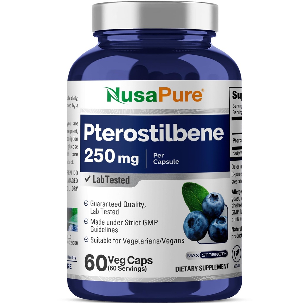 NusaPure Pterostilbene 250mg kohta Veggie Caps, 60 Count (Mitte-GMO, Vegan)