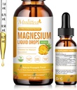 Magneesium Vedelad tilgad - Suur imendumine 5-in-1 Magneesiumkompleksi lisandiga magneesiumglütsinaat, malaat, tsitraat, tauraat - luudele, lihastele, närvidele ja energiale - Vegan, suhkruvaba, 2 Fl.oz