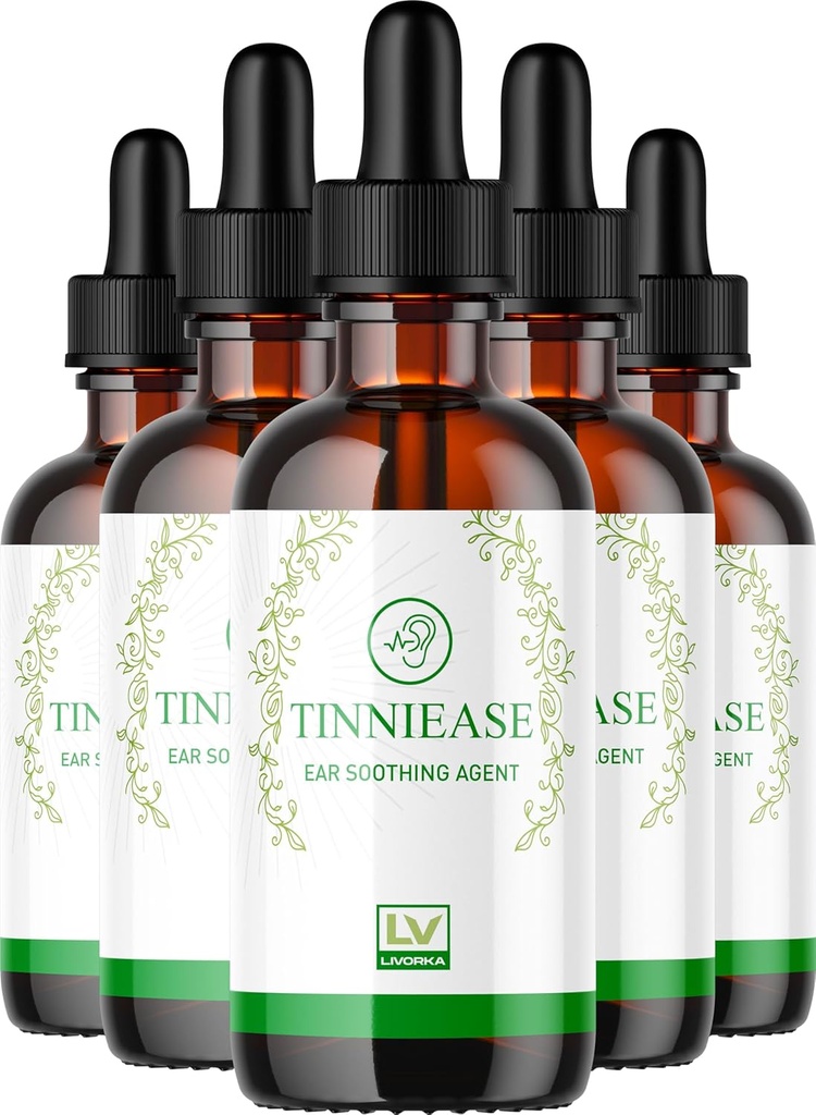 LIVORKA (5 Pack) Tinniease tilgad, Tinniease tilgad kuulmise toetamiseks, Tinni Ease Drops, Tinniease Kõrvatilgad, 5 pudelit 150 päeva