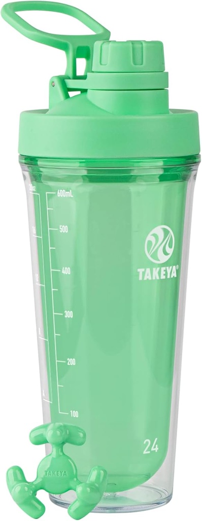 Takeya Protein Shaker - BPA-Free Plastic Bottle with Leakproof Spout Lid - Easy Carry for Gym & More - nõudepesumasin-Safe & Reusable - 24oz, Pistachio Green
