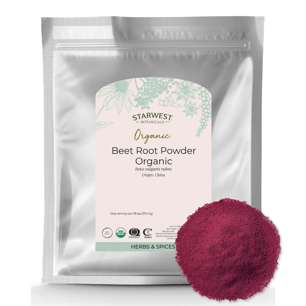Starwest botaanika - Orgaaniline peedi juure pulber meestele ja naistele - kasutamine mahla, smuutide ja tee, loodusliku energia toetus, maapeedi juur, sertifitseeritud Kosher, mitte-GMO - Bulk 2 lb kott