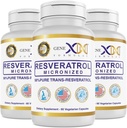 Genex Formulas 98% puhas trans-resveratrool koos BioPerine®-ga imendumiseks (3 pakendit) Mikroniseeritud, Lab-testitud, täielikult stabiliseeritud resveratrool 600mg - 180X Trans-Resveratrooli kapslid tervislikuks vananemiseks