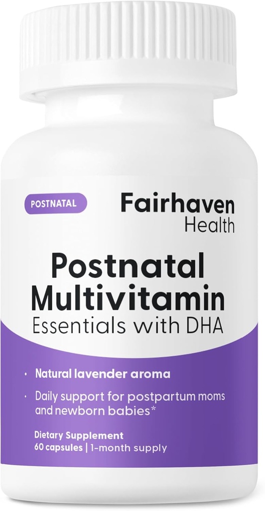 Fairhaven Health Postnatal Multivitamiini Essentials | Vegan Daily Multivitamiini sünnitusjärgsed naised | Rinnaga toitmine Ema ja beebi arengu toetus | Gluteen, piima, soja vaba | Mitte-GMO | 60 kapslit