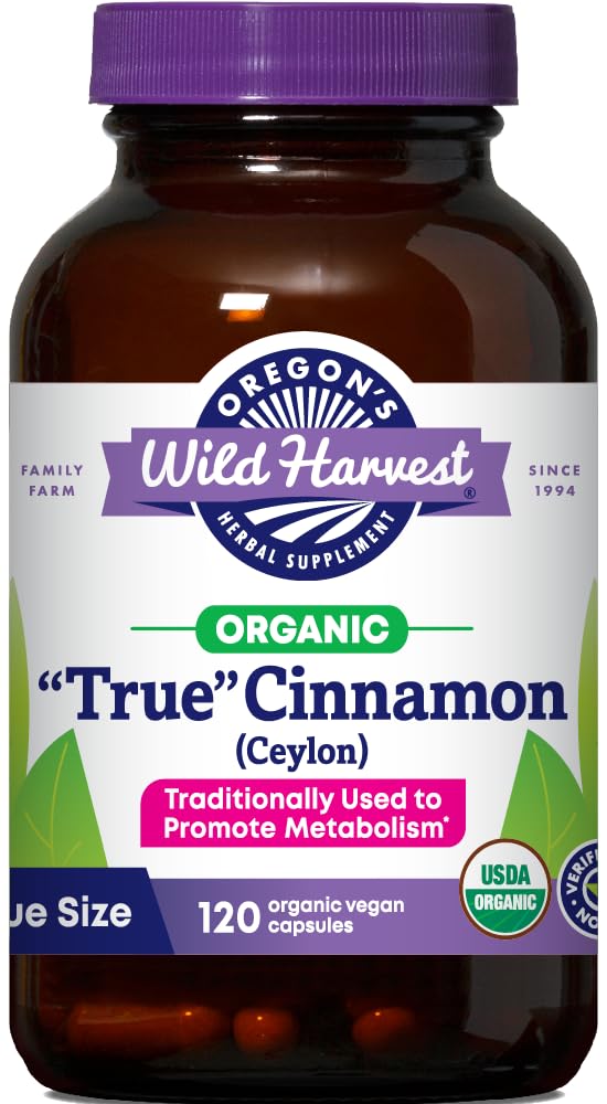 Oregoni Wild Harvest Organic True Cinnamon Ceylon 120 Count Vegan Capsules