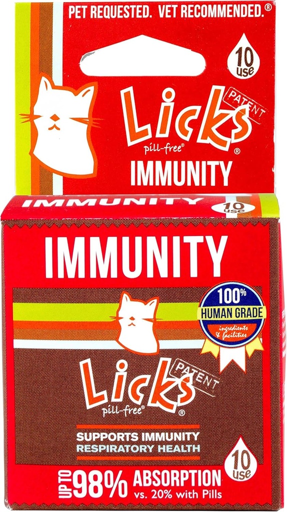 Licks Pill-Free Cat Immunity - Immune Support Cat Tarned - Hingamisteede toidulisandid - Tervisetarbed - Geelpakendid - 10 Kasutamine