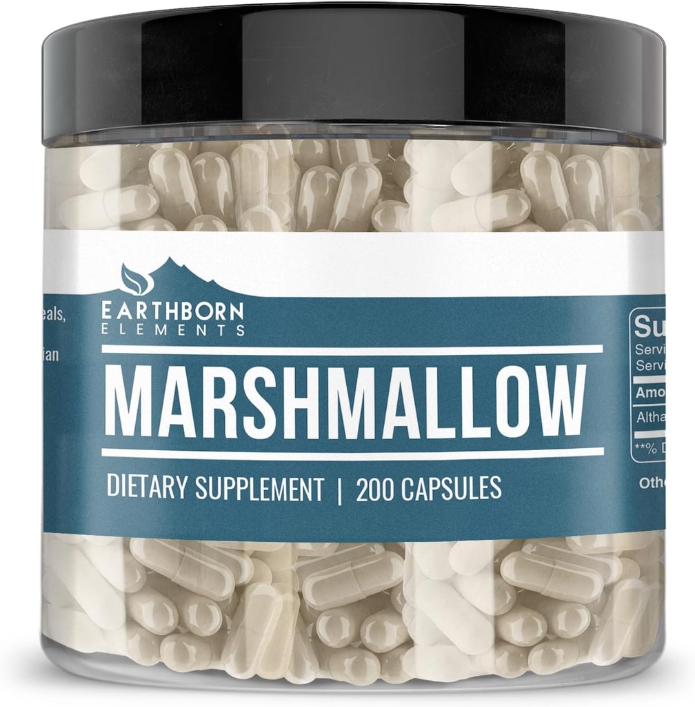 Maapealsed elemendid Marshmallow Juur 200 kapslid, puhas ja lahjendamata, lisaaineteta