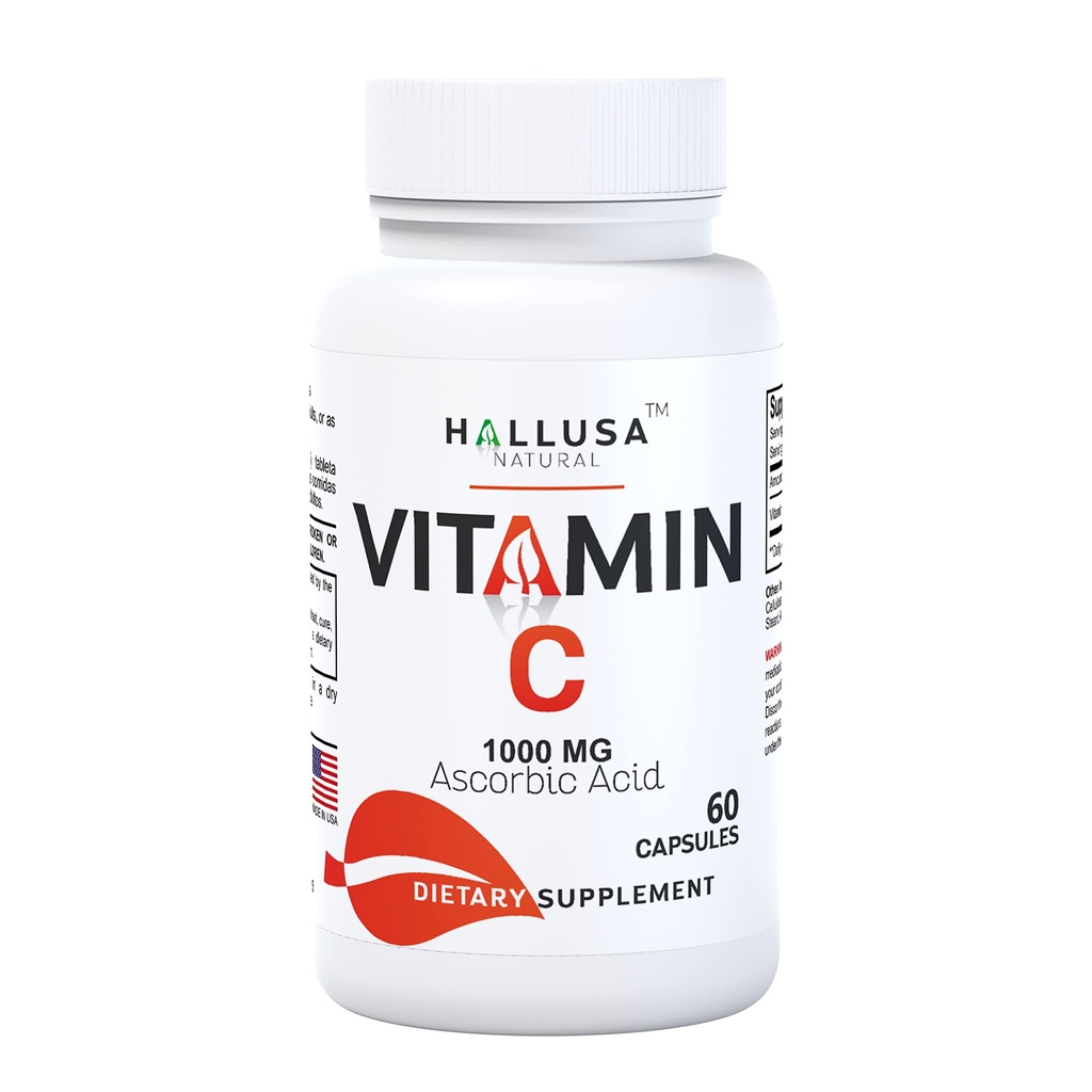 Hallusa Natural - C-vitamiin - Antioksüdandid ja immuunsüsteemi tugi - 60 kapslit - 60 päeva pakkumine