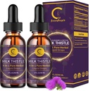 (2 Pack) Piimaohakas Vedelad tilgad Maksa puhastamiseks Detox & Remont, piimaohaka lisand Dandelioni juurega, artišokk ja kurkum maksa toetamiseks ja immuunsüsteemi terviseks, Vegan, Non-GMO, 4 FL OZ