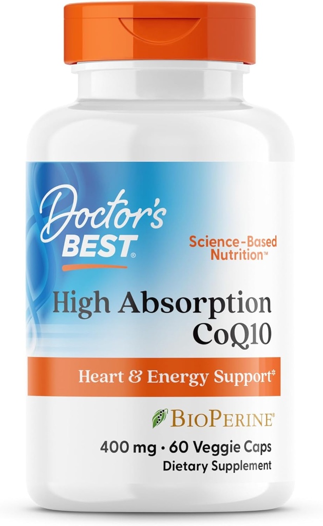 Doctor's BEST High Absorption CoQ10, Heart & Energy Support, USP Verified, Naturally Fermented CoQ10, Non-GMO, Gluteenivaba, Soy Free, Vegan 60 Veggie Caps