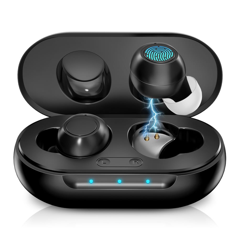 Hearing Aids Reachrgeable-Hearing Aids For Senior,Digital Hearing Amplifier Sound Amplifier for Ears Hearing Aid Earbuds Devices for Adult, Black