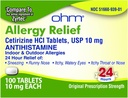 Ohm Cetirizine 10 mg tablett - Allergia leevendamine kogu päeva - 100 loend - anti-histamiinik heinapalaviku, õietolmu, kuivad sügelevad silmad - efektiivne leevendus kõigi päeva allergiatest