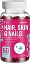 KelZ Biotin Hair, Skin & Nails Supplement Gummies, Vaarika Maitse, 60 Count (Pack of 1)