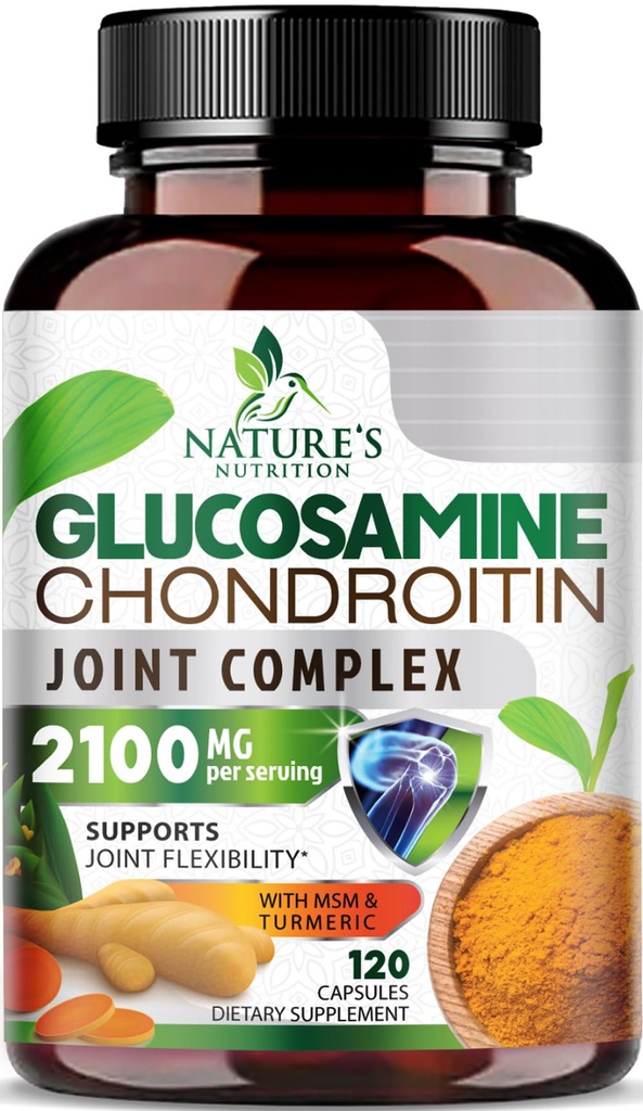 Glükoosamiin Chondroitin MSM 2100mg kompleks - ühine tugilisa liigese liikuvuse ja mugavuse meestele ja naistele kurkum ja boswellia, kolmekordne tugevus Glükoosamiini toidulisandeid - 120 kapslit