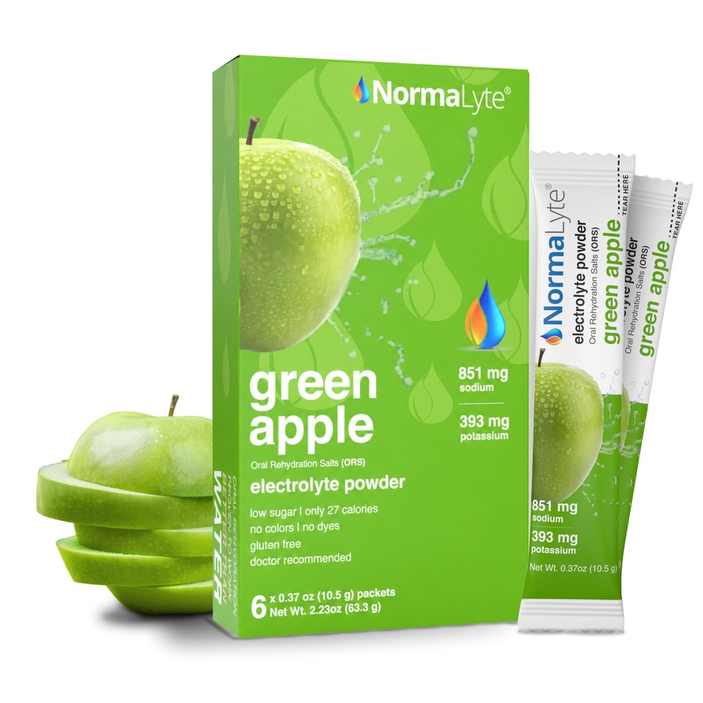 NormaLyte suukaudsed rehüdratsioonisoolad - 6 (Apple) pakend | Energialisandid, elektrolüütide paketid, kaaliumilisand, hüdratsioonikott, säilitusaineteta, vegan, dehüdratsioon