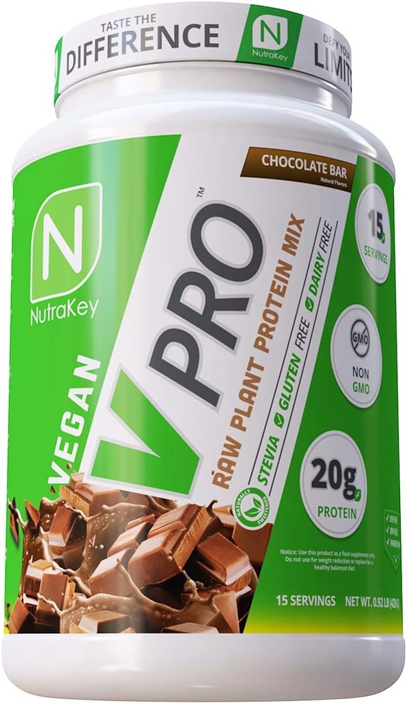 NutraKey V-Pro, toortaime valgu pulber, orgaaniline, vegan, madal carb, gluteenivaba koos 20 g valguga (šokolaad) 2-nael