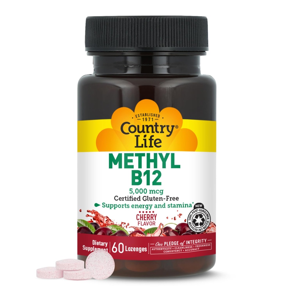 Riik Life Methyl B12, toetab energiat ja vastupidavust, 5000mcg, 60 mahutavust, sertifitseeritud gluteenivaba, sertifitseeritud vegan, sertifitseeritud mitte-GMO kontrollitud