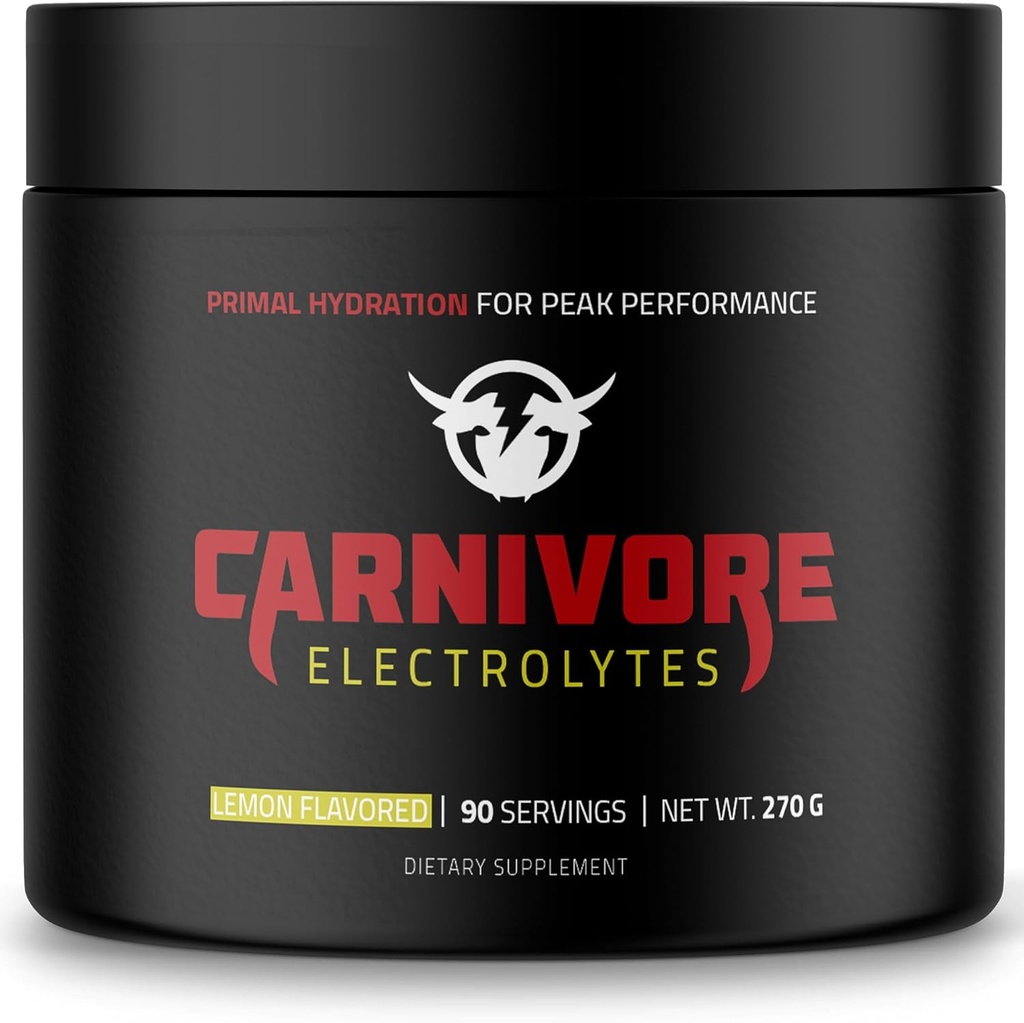 Premium Hüdratsiooni Pulber Karnivoori Dieet - Tasakaalustatud Elektrolüütide Tugi, Zero Carb, Keto Sõbralik - Optimal Energy & Recovery - 90 Servings (Natural Sidrun)