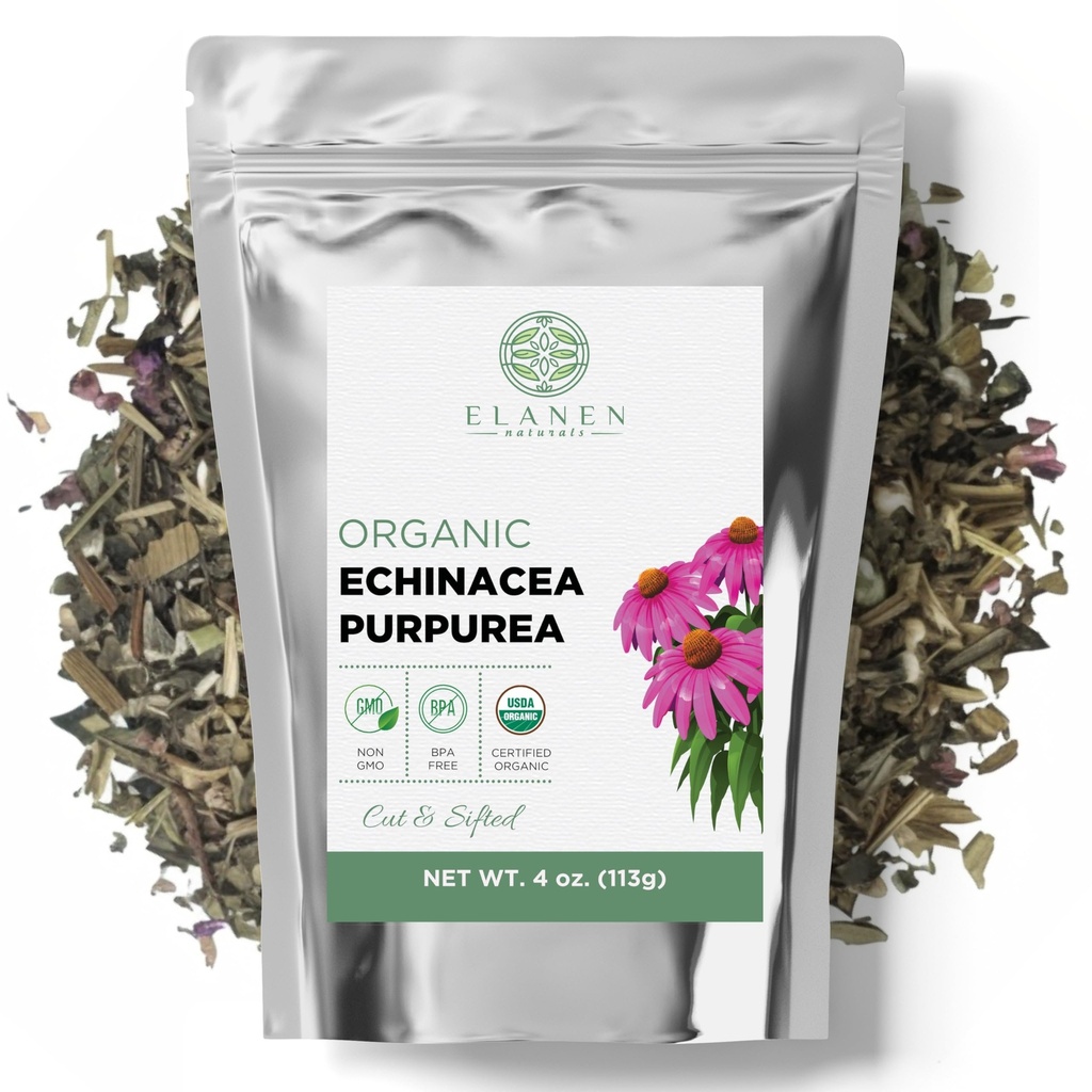 Orgaaniline Echinacea Purpurea 4 oz. (113 g), USDA Certified Dried Echinacea tee, Premium Quality Herb, Purple Coneflower, Cut & Sifting