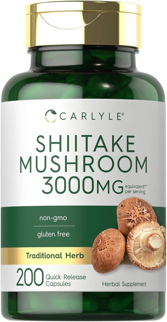 Carlyle Shiitake Seeneekstrakt | 3000mg | 200 kapslit | Mitte-GMO, Gluteenivaba