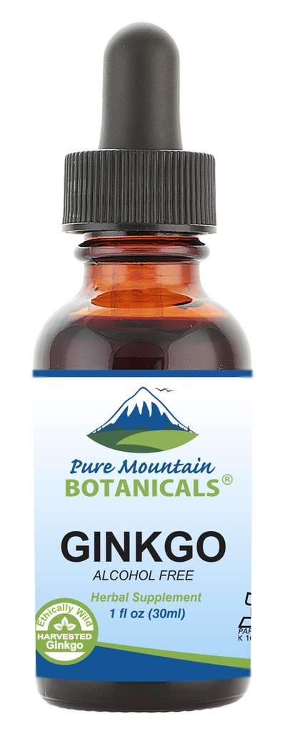 Pure Mountain botaanika Gingko Biloba Vedelik ekstrakti tilgad – alkoholivaba tinktuur Wild Harvest Ginkgo Biloba Leaf Supplement
