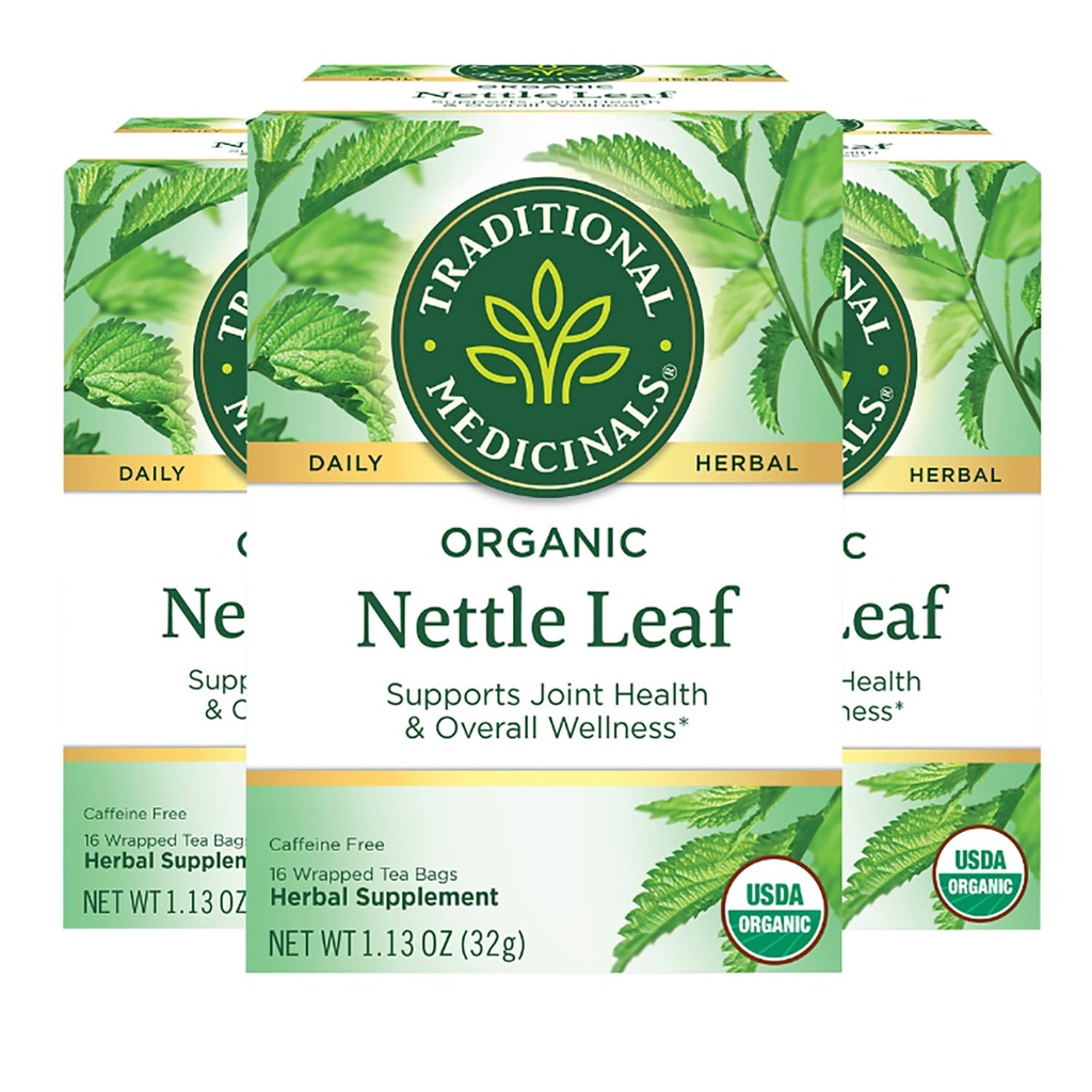 Traditsioonilised ravimid Orgaaniline Nettle Leaf Taimne tee, toetab ühist tervist ja üldist heaolu, (pakk 3) - 48 teekotid kokku