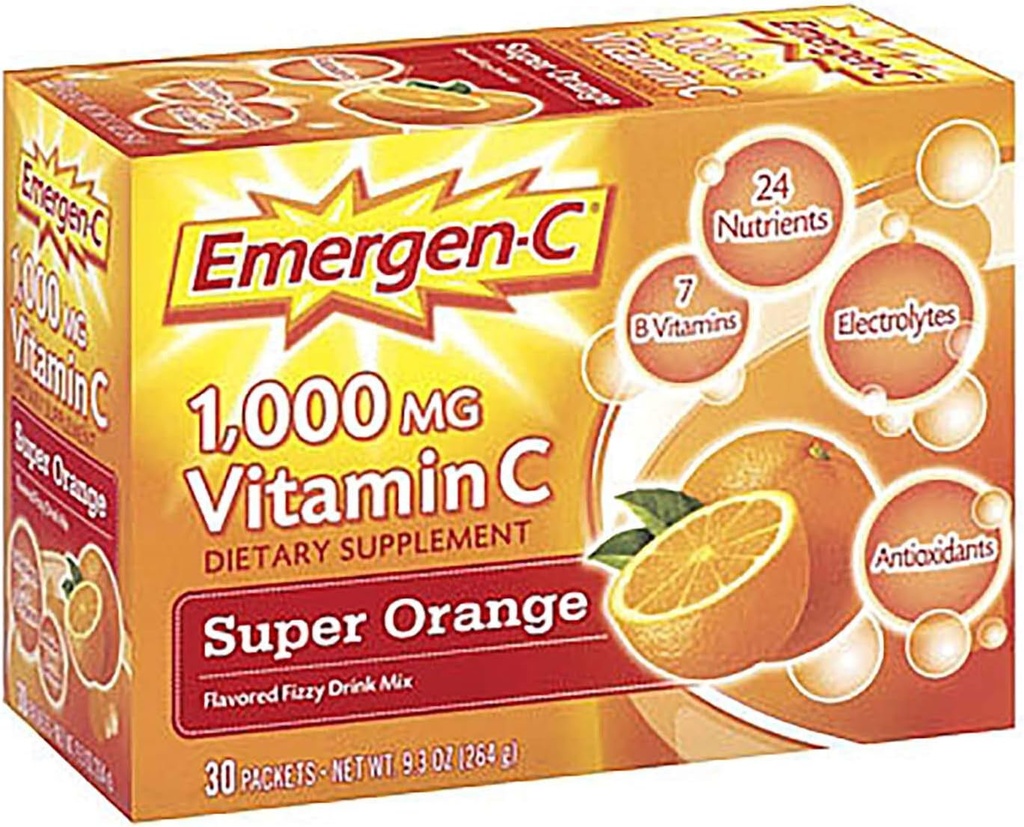 Emergen-C Vitamiin C Fizzy Drink Mix Super Apelsin - 1000 mg - 0, 32 Ounce Iga, 30 loend (pakk 1)