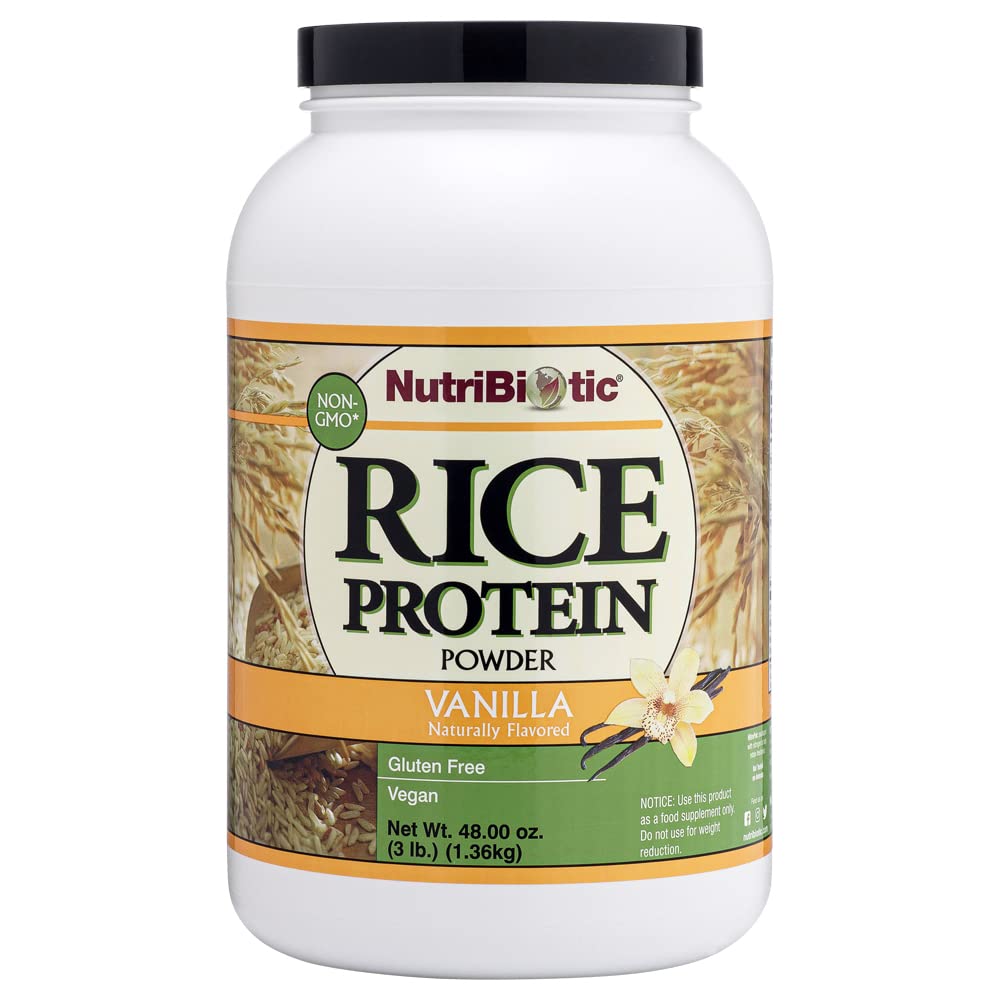 NutriBiotic – Vanilla riisi valk, 3 Lb (1,36kg) | Low Carb, Keto-Friendly, Vegan, Toore valgu pulber | Kasvatatud ja töödeldud ilma kemikaalide, GMOde või gluteenita | Lihtne seedida ja toitainerikas