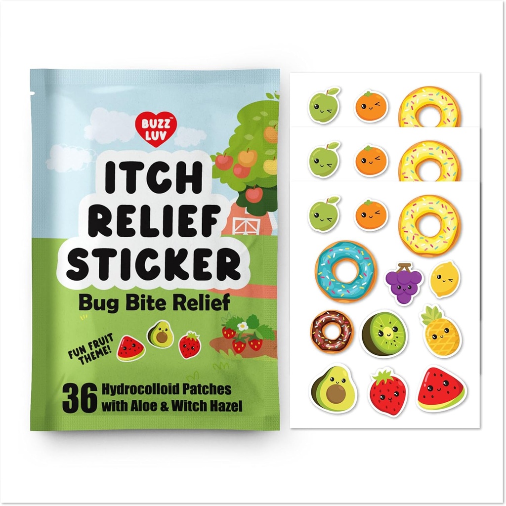 Hydrocolloid Itch Relief Patch, sääskede, puukide, Midges, Sandflies Bug bite Relief, Anti-Itch Patch koos Aloe ja nõid Hazel, Putukahammustuse Relief, Kid-Friendly, Natural Fruit Teema