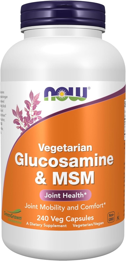 NOW Foods Supplements, Glükosamiin & MSM (GreenGrown® Glükosamiin), Taimetoitlane, 240 Veg kapslit