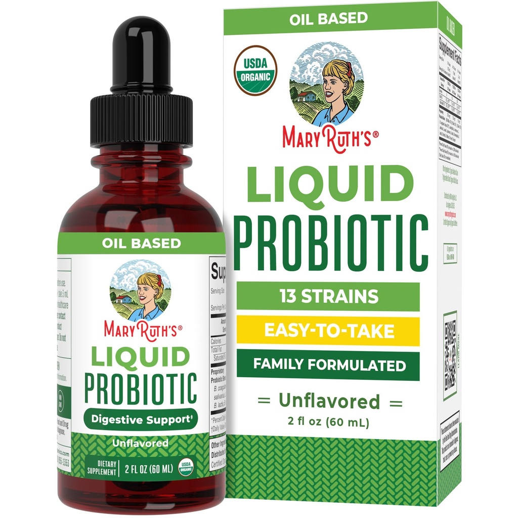 MaryRuth Organics USDA orgaaniline vedelik probiootikum | Seedetrakti tervis | Probiootikumid naistele, meestele, lastele | Acidophilus probiootikum | Vegan | Reisisõbralik | 20 serveerimist