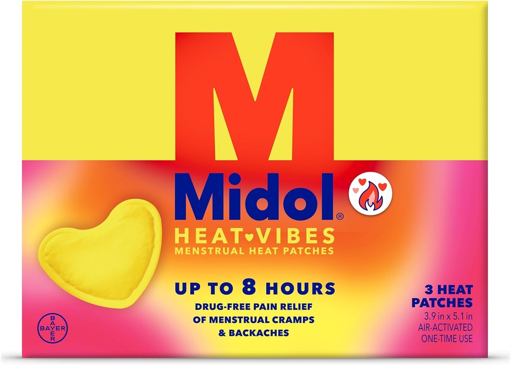 Midol Hea Vibes Menstruaalvalu leevendamise plaastrid, perioodi kramp ja seljavalu leevendamiseks, pakend 3