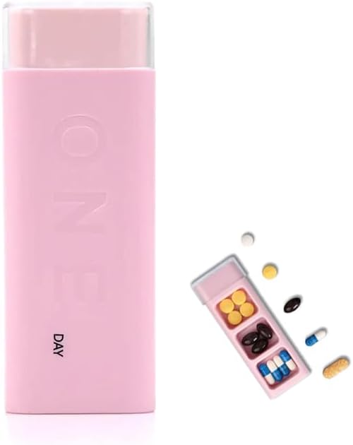Travel Pill Organizer 3 korda päevas, Daily Pill Box reisimiseks, Cute Portable Pill Case Dispenser Mini Pill Holder toidulisandid, pillid, vitamiinid ja ravimid (Pink)
