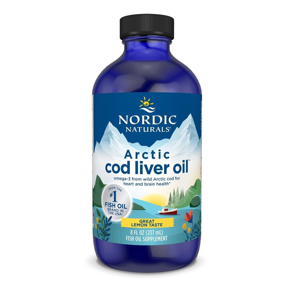 Põhjamaised looduslikud Arktika tursamaksaõli, sidrun - 8 oz - 1060 mg kokku Omega-3s EPA & DHA - südame ja aju tervis, tervislik immuunsus, üldine heaolu - mitte-GMO - 48 serveerimist