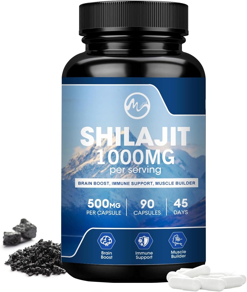 Shilajit Supplement, Shilajit kapslid Fulvic Acid meestele ja naistele, Shilajit koos 85 + Jälje mineraalid energia, jõudluse ja immuunsuse tervise jaoks | Mitte-GMO - 90 kapslit