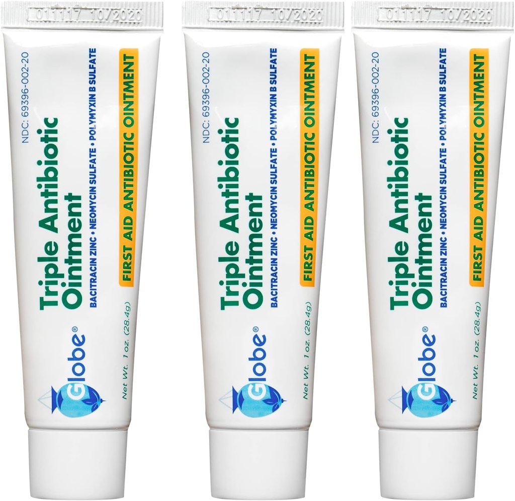 Globe (3 Pack 1oz kolmekordne antibiootikum salv, esmaabi salv väiksematele kriimustustele ja haavadele ning ennetab nakatumist, võrreldes juhtiva kaubamärgi aktiivsete koostisosadega (3 Pack)