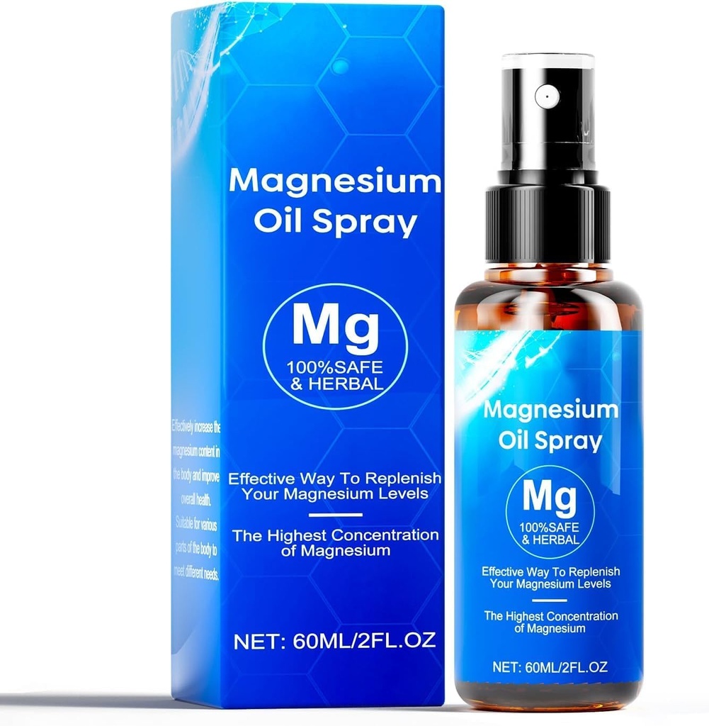 Magneesiumõli pihusti, 60 ml magneesiumipihusti, 100% orgaaniline magneesiumiõli ekstra tugevus, soodustab rahulikku und ja lõõgastust, magneesiumipihustit jalgadele, unele ja kehale, lihtne absorbeerida ja kasutada