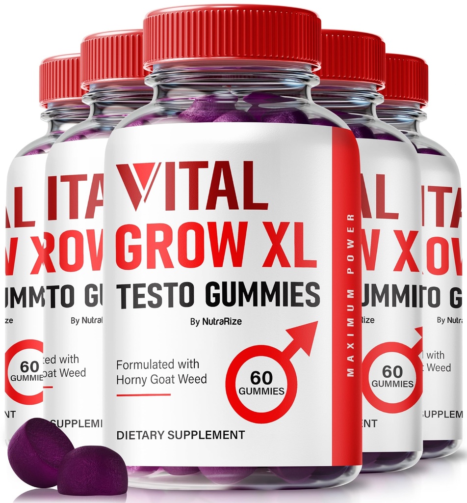 NutraRize (pakk 5 Vital Grow XL, Ametlik Vital Grow XL Testo Gummies meestele, Boost Stamina ja enesekindlus Gummy meestele, Vital GrowXL Mees Support Gomitas (300 Gummies)