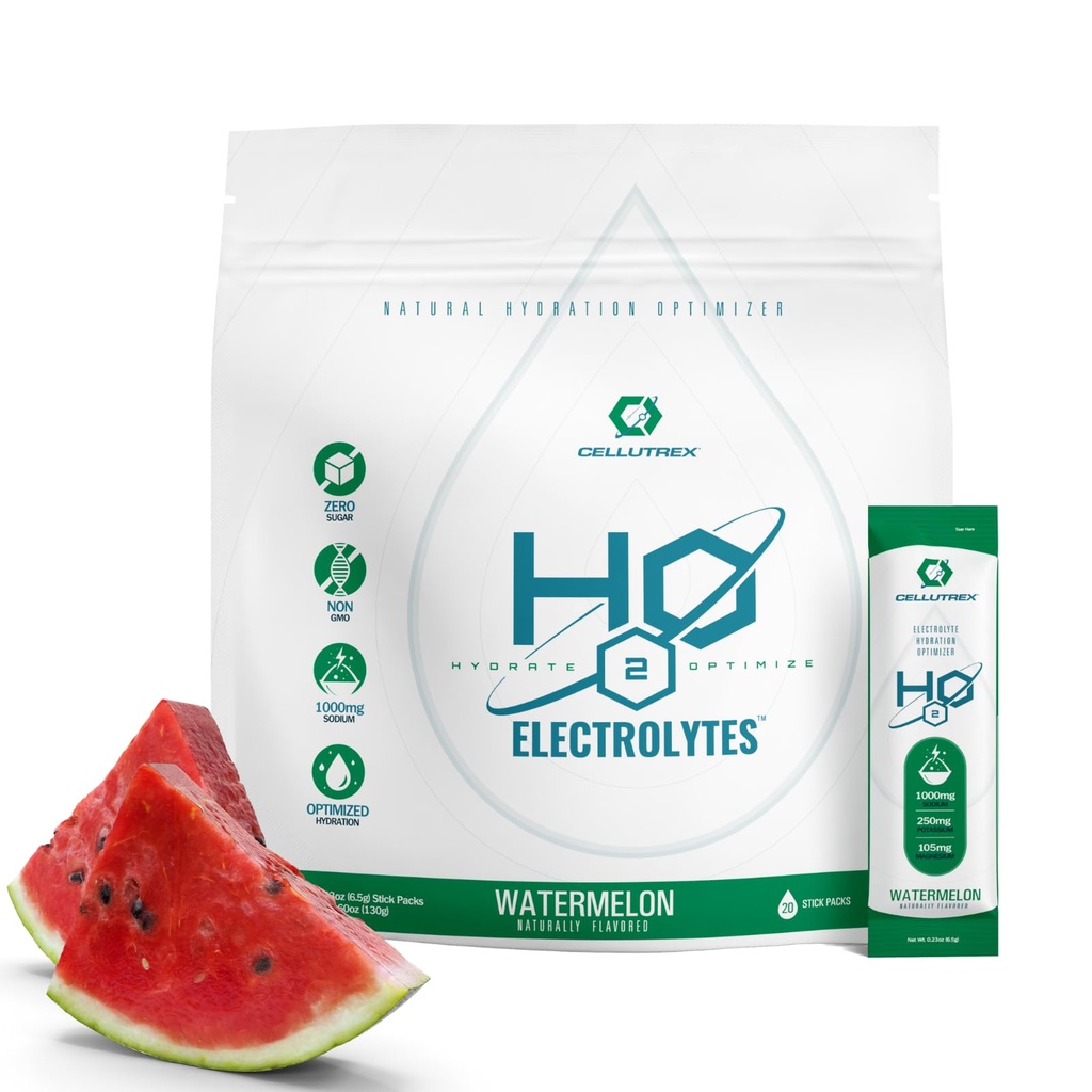 Cellutrex® H2O elektrolüüdid – elektrolüütide pulbri joogisegu, nullsuhkur, loodusliku soola hüdratatsiooni pakendid taastumiseks ja heaoluks, arbuus, 20 pulka