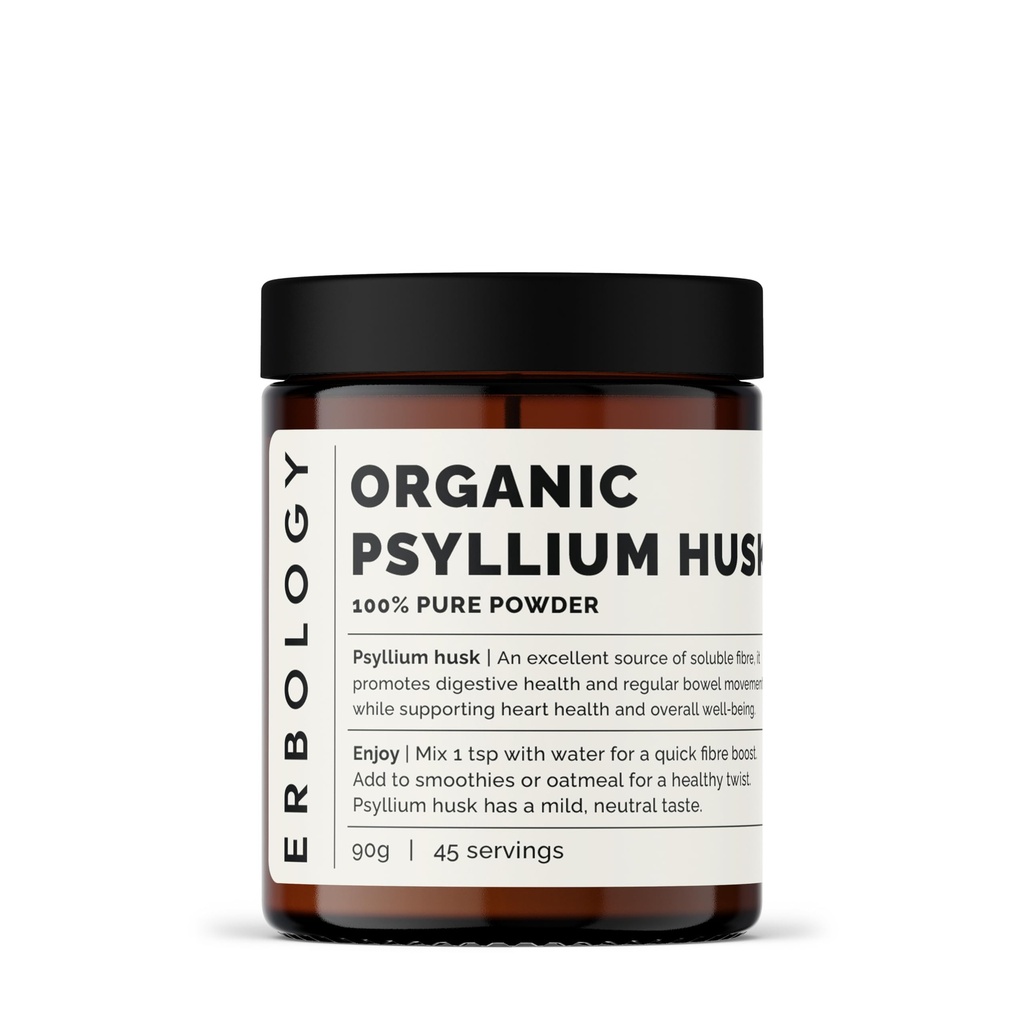Erboloogia Orgaaniline Psyllium Husk Pulber 3,2 oz - 45 Servings - Edendab seedetrakti tervist ja regulaarset soole liikumist - Jätkusuutlikult hangitud otse talust Indias - väike partii - vegan - GMO-vaba