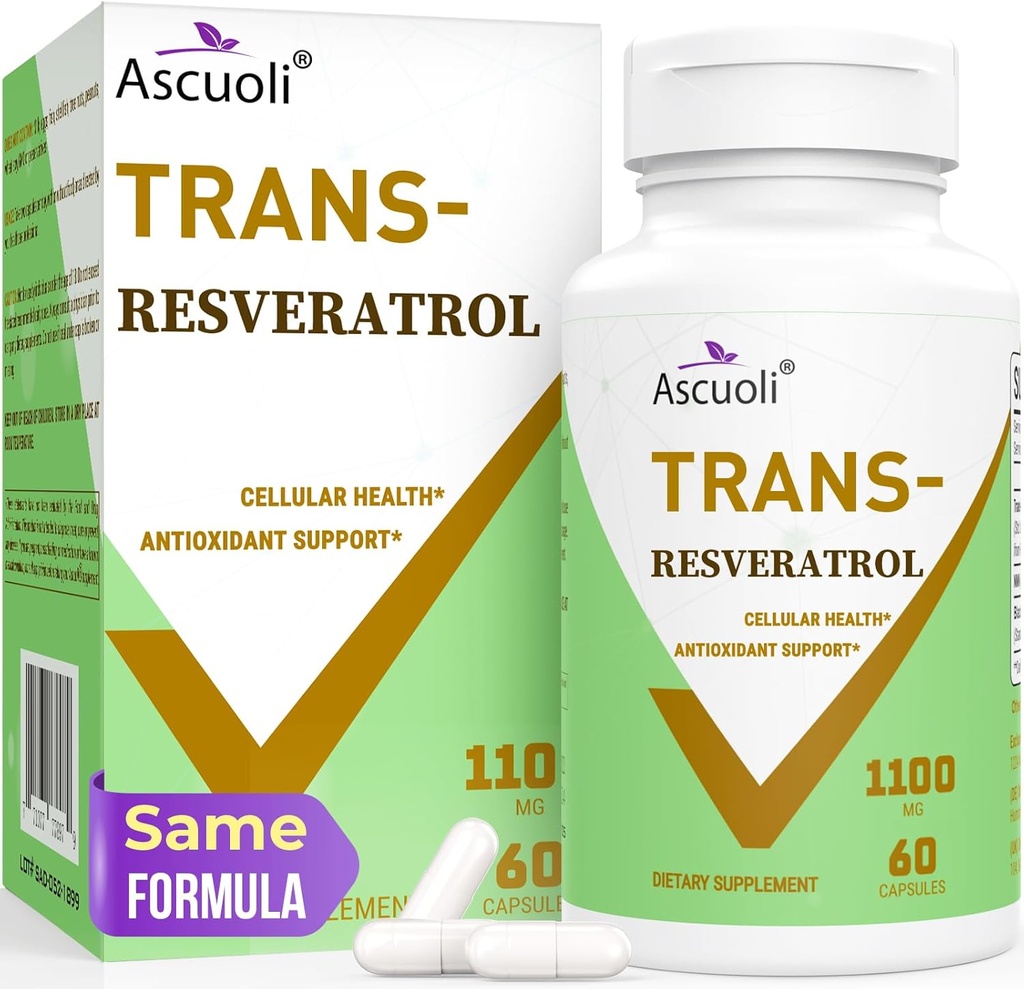 Ultra Purity Trans-Resveratrol 1100mg, 3-in-1 Advanced Formula Organic Resveratrol Supplement, Max Antioxidant, Anti-Aging, Naha Tervis, Immune & Energy, 1 Pack