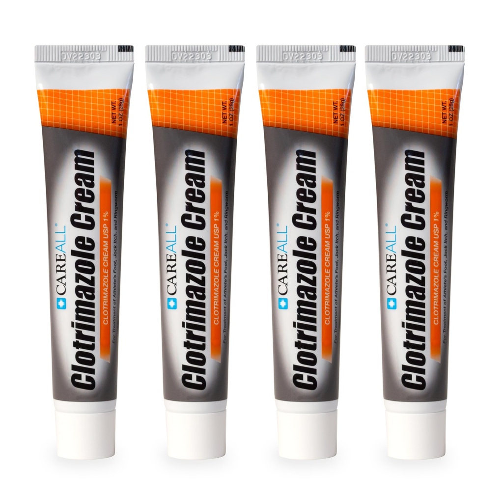CareAll Clotrimazole Antifungal Cream 1% USP 1.0 oz. (4 Pack), ravib kõige sportlase jalg, Jock Itch ja Ringworm, võrreldes juhtiva brändiga.