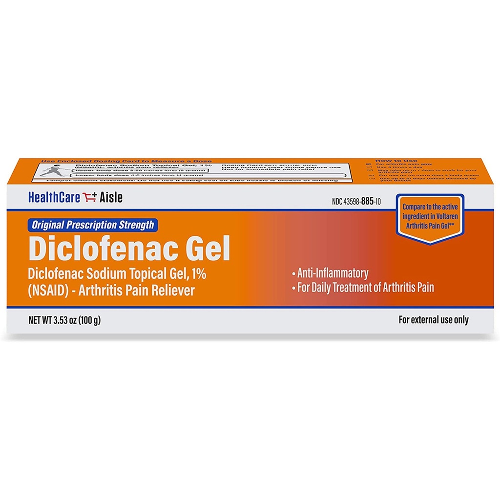 HealthCareAisle Diklofenaki geel, 1%, artriidi valu leevendamine - 100 g toru - originaal retsepti tugevus (NSAID)