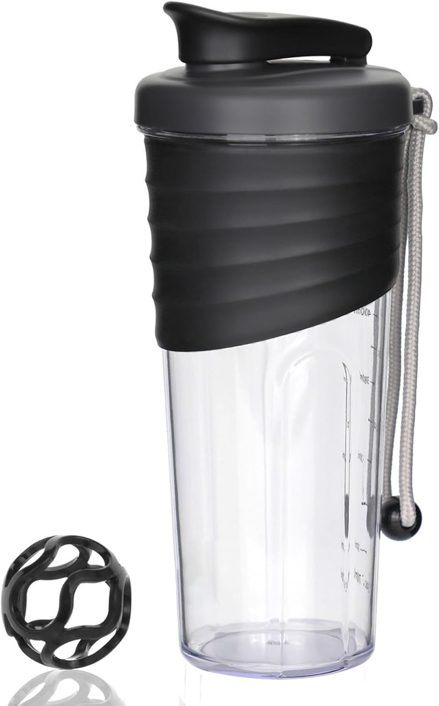 Shaker Bottle for Protein Mixs, 24 oz, Valgu Shaker pudelid Whisk Ball, Mixer Pudel, Valgupudel, Portable Pre Workout Vadakuvalgu Joogi Shaker Cup, Black