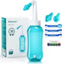 Neti Pot Sinus Rinse Nasal Pese 300ML Neti-Pot 30 ninapesusoola pakendi ja kleepuva termomeetriga Nina Puhastaja Pesemine Pudel Puhastaja Rõhuniisutamine Täiskasvanutele & Kid BPA Vaba (Light Green)