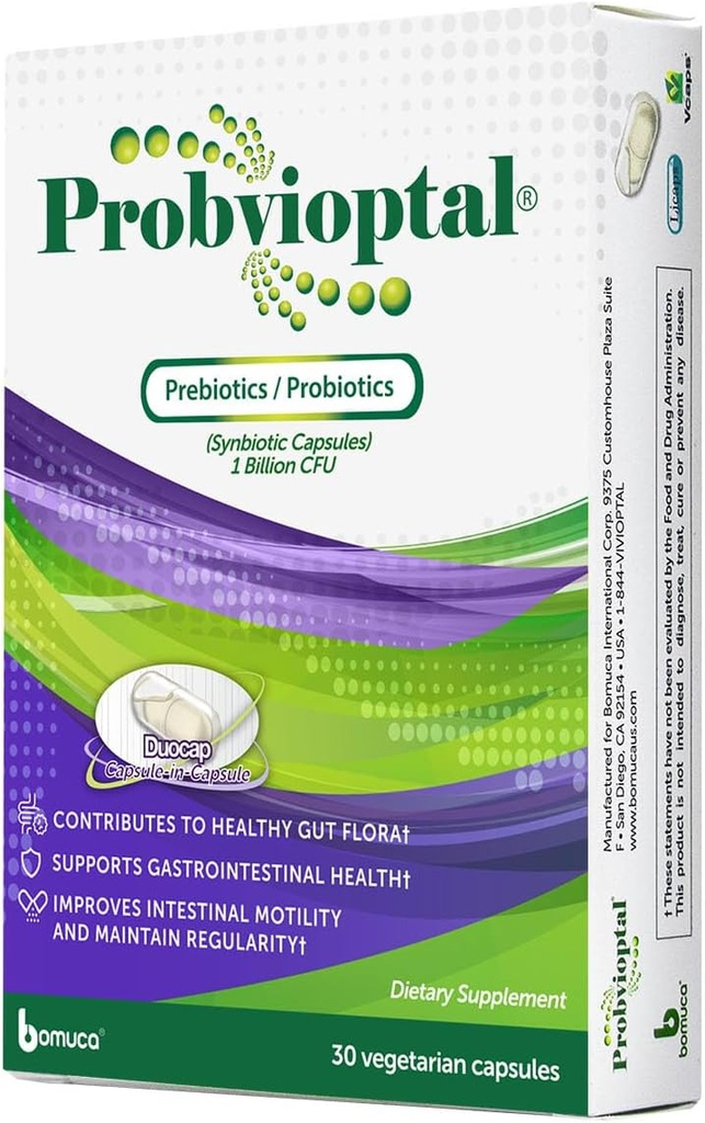 Probvioptaalne, 30 kapslit (330 ühikut), probiootikumid ja prebiootikumid, Duocap, 1 miljard CFU, Gluteenivaba